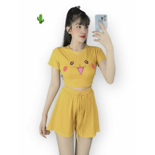 Áo thun form rộng tay lỡ pikachu 🌱🌱