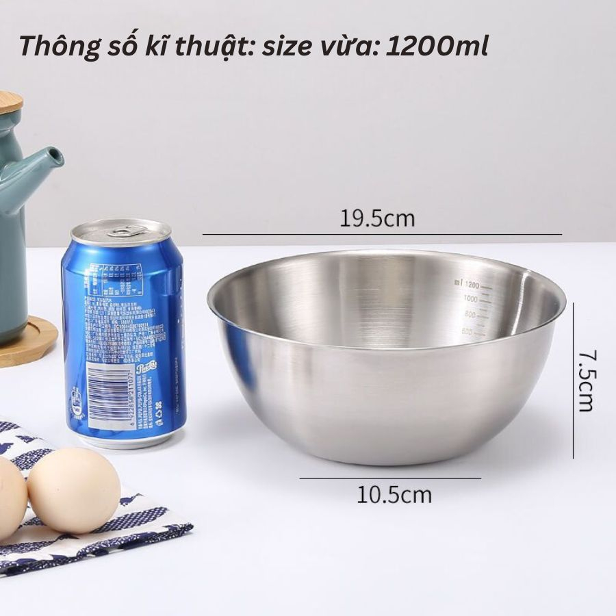 Set 3 Thau Inox Cao Cấp Tiện Lợi Có Chia Vạch Định Lượng, Bộ 3 Thau Inox Dày Nhiều Size - Darling Home