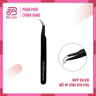 Nhíp nối mi cong đen vacosi t04 curved tweezers - nhíp nối mi vacosi hàn quốc