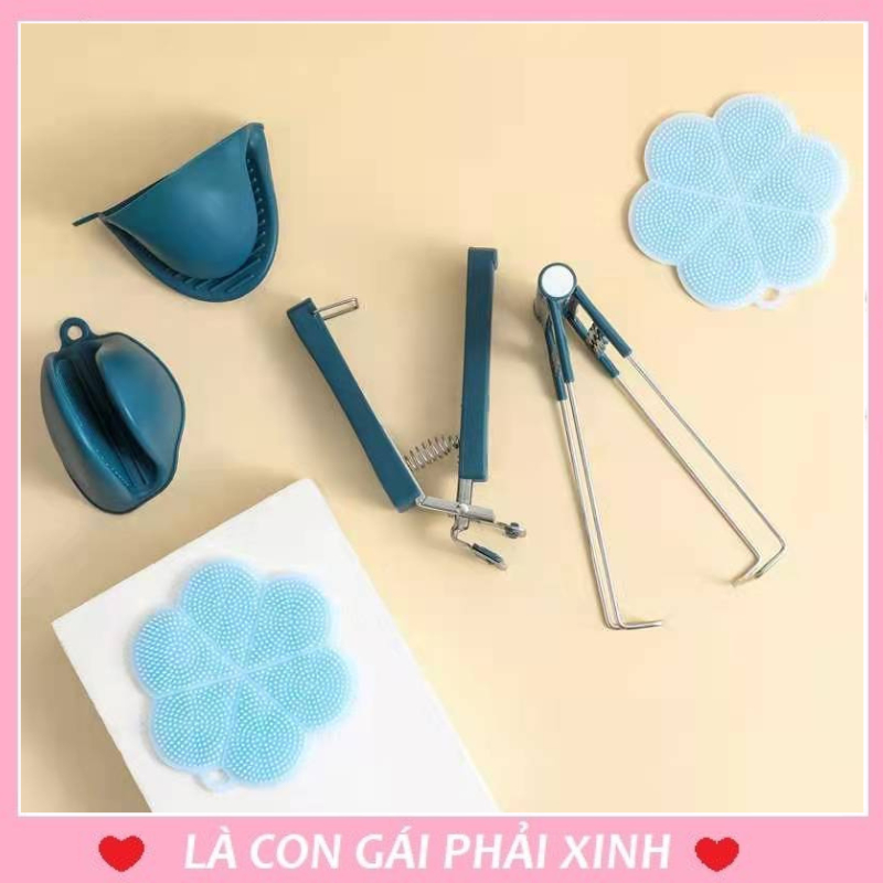 Bộ 3 dụng cụ gắp nóng nhà bếp, dụng cụ gắp, nhấc nồi chảo, bát đĩa đang nóng khi làm bếp, dọn cơm, giúp chống phỏng tay