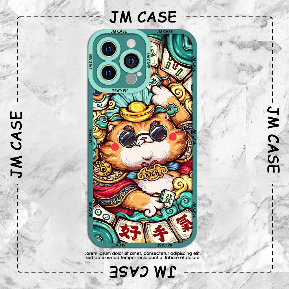 Ốp lưng iphone cạnh vuông JM CASE Mèo thần tài phong cách giàu có quý tộc 6/6pl/6s/6spl/7/7pl/8/8pl/x/xs/11/12/13/pro/