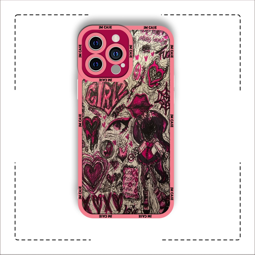 Ốp lưng iphone cạnh vuông Valentine Abstract Art Họa Tiết Hồng 7/7plus/8/8plus/x/xs/11/12/pro/max/plus/promax