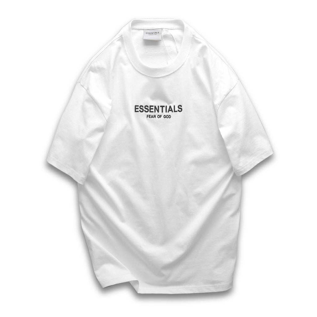 Áo thun cổ tròn unisex phom rộng tay lỡ Cotton 2 Chiều Logo Thêu 4 Màu - EST