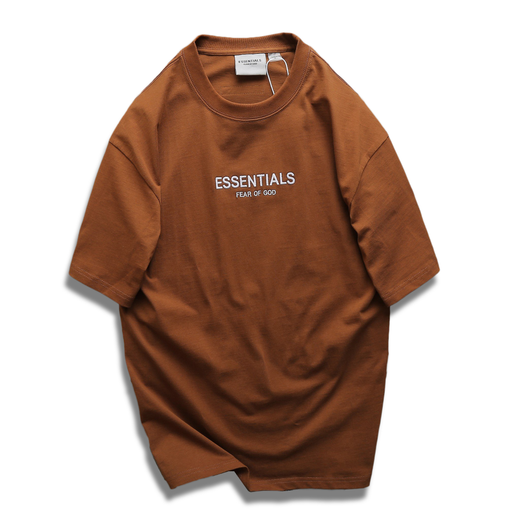 Áo thun cổ tròn unisex phom rộng tay lỡ Cotton 2 Chiều Logo Thêu 4 Màu - EST