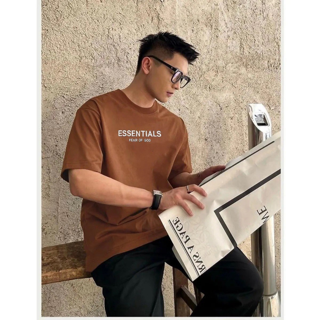 Áo thun cổ tròn unisex phom rộng tay lỡ Cotton 2 Chiều Logo Thêu 4 Màu - EST