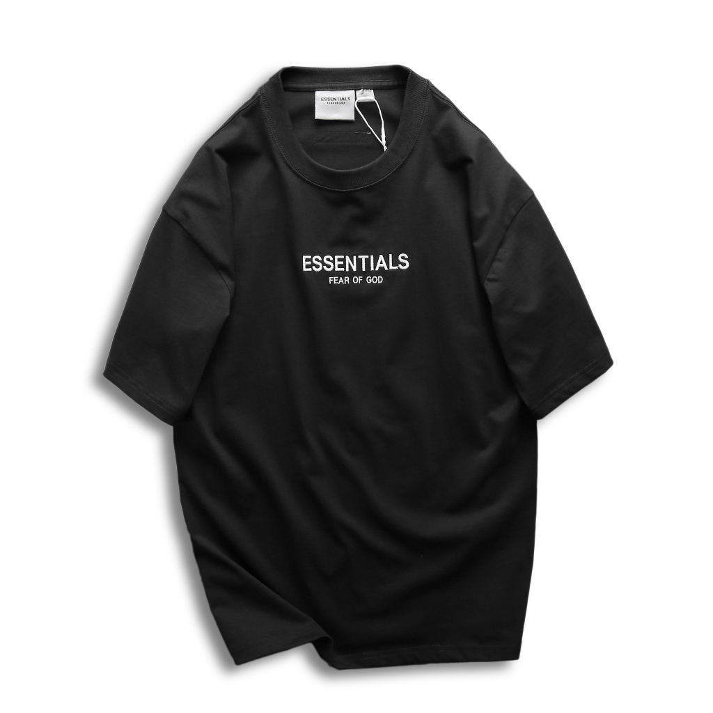 Áo thun cổ tròn unisex phom rộng tay lỡ Cotton 2 Chiều Logo Thêu 4 Màu - EST