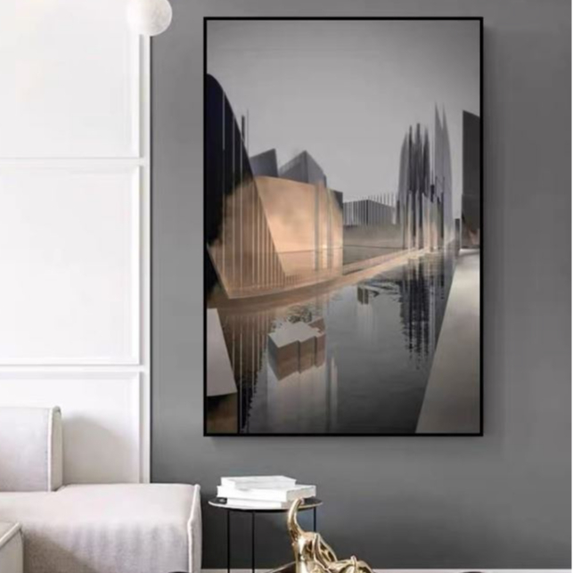 A19 Tranh treo tường hình học trừu tượng Bắc Âu Treo phòng khách/ Phòng làm việc/ Decor Phòng Ngủ CTY Bàn Học Quà tặng