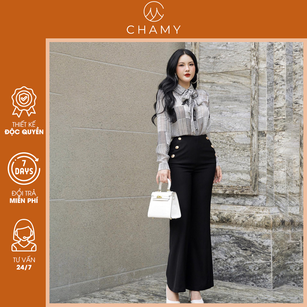 Áo sơ mi nữ Gines Shirt phong cách hàn quốc, công sở chất vải voan kim tuyến mềm mại CHAMY