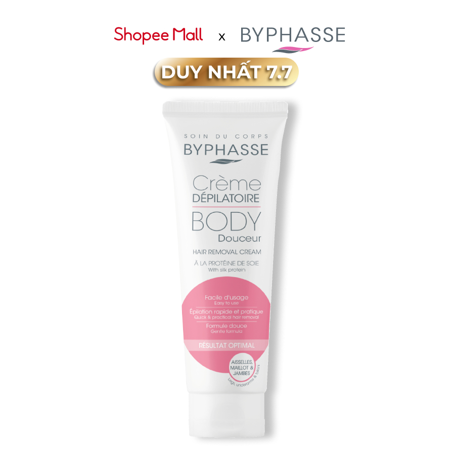 Kem tẩy lông Byphasse tẩy lông vùng kín, nách, tay, chân, triệt lông an toàn không đau rát dung tích 125ml