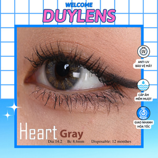 Lens mắt cận xám nâu HEART GRAY 14.2 - Kính áp tròng Hàn Quốc độ 0