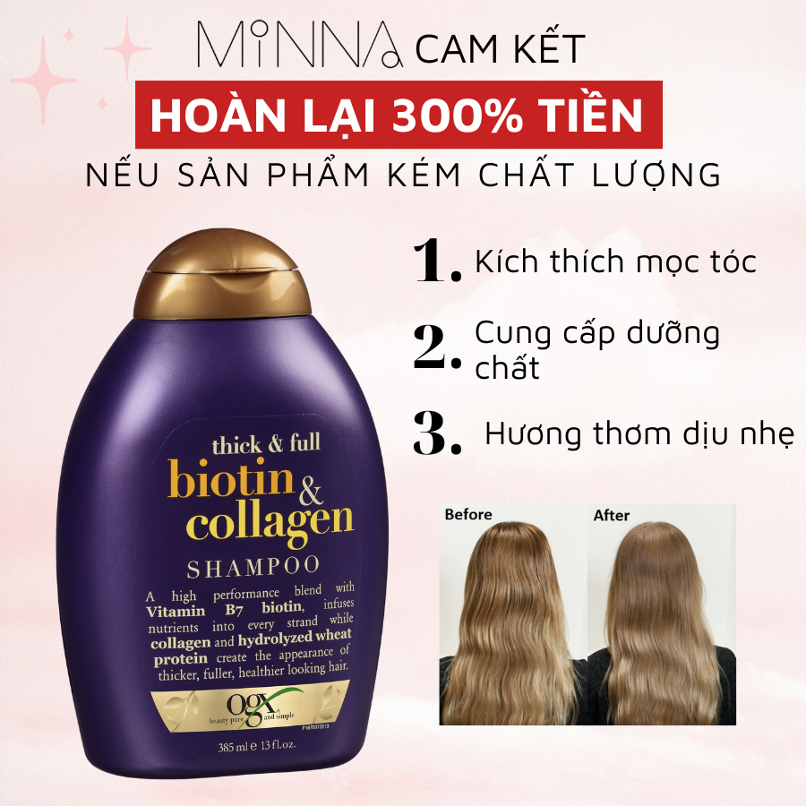 Dầu gội biotin OGX 385ml nhập khẩu từ Mỹ