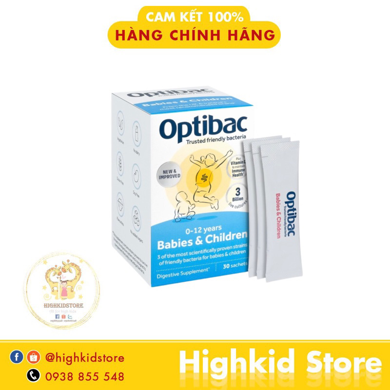 Men Vi Sinh Optibac Xanh 30 gói cho bé táo bón