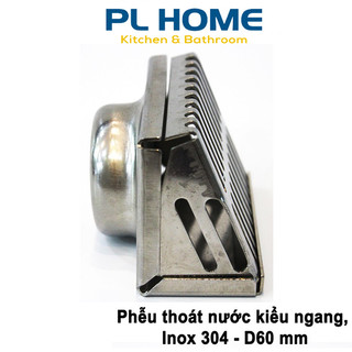 Phễu thoát sàn nước nằm ngang Inox 304 dày, cứng, sử dụng ban công, sân thượng, sân vườn