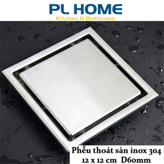 Phễu thoát sàn chống mùi hôi Inox 304 mặt kín, bền bỉ, không gỉ sét, sử dụng ống D60, 90