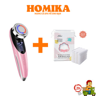 Máy massage mặt diện di tinh chất, bông tẩy trang 222 miếng Lameila, bông đắp toner