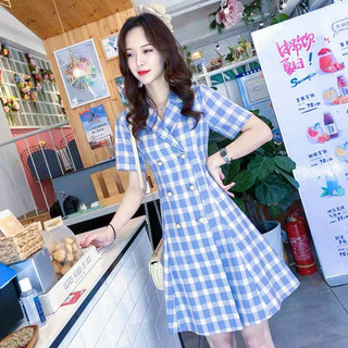 Đầm vest caro xanh, váy công sở thanh lịch (kèm hình thật)