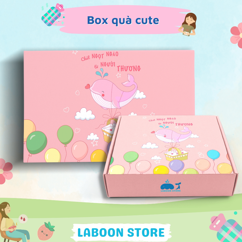 Bộ quà tặng túi chườm bụng đa năng Laboon chất liệu cao su PVC 1000ml, phiên bản gift box couple in love