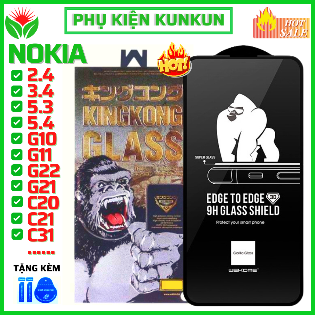 Cường Lực KingKong Nokia G22 C21 Plus C31 G10 G11 Plus G21 C20 3.4 2.4 3.2 5.3 5.4 7.2 - Phủ nano siêu mượt [KUNKUN]