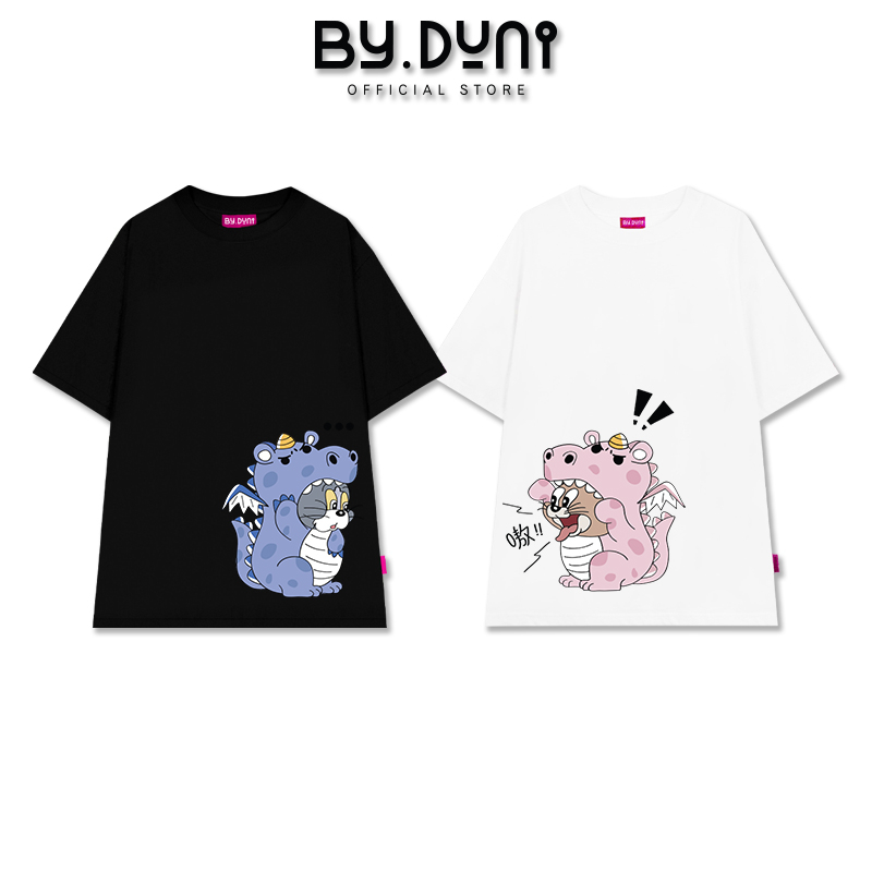 Áo thun cặp đôi BY.DUNI nam nữ form rộng Local Brand tay lỡ unisex, áo cặp bạn thân vải cotton mẫu TOM&JERRY FULL BOX