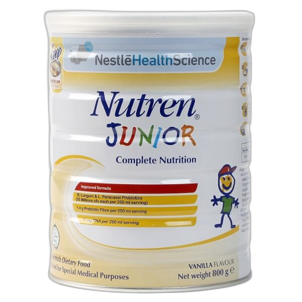 Thực phẩm dinh dưỡng Nutren Junior Thụy Sĩ hỗ trợ tăng cân tiêu hóa tốt cho trẻ từ 1 đến 10 tuổi 800g