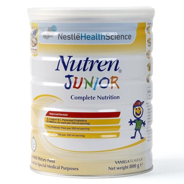 Thực phẩm dinh dưỡng Nutren Junior Thụy Sĩ hỗ trợ tăng cân tiêu hóa tốt cho trẻ từ 1 đến 10 tuổi 800g