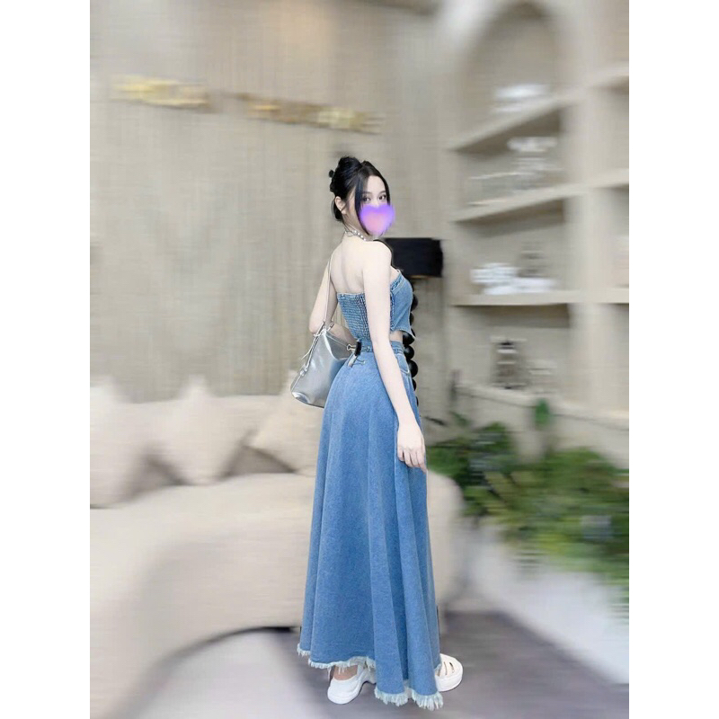 Set áo cup chân váy dài