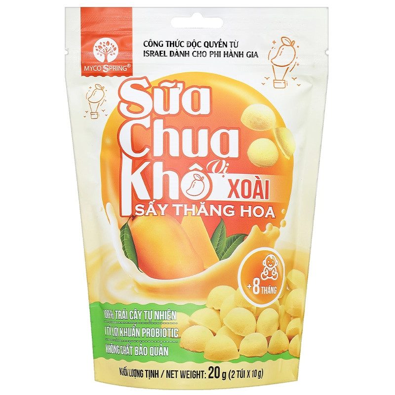 [Vị xoài] Sữa Chua Khô MycoSpring hoa quả sấy thăng hoa VỊ XOÀI - Hỗ Trợ Tiêu Hóa - Tăng Sức Đề Kháng (20g, 40g)