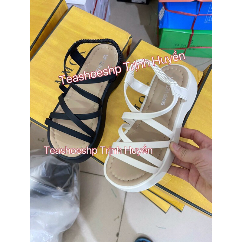 Dép sandal qc quai mảnh đế bằng 4cm êm nhẹ ,dép quai hậu chun đế bằng,xăng đan nữ học sinh quai chéo đế bánh mì 4phân