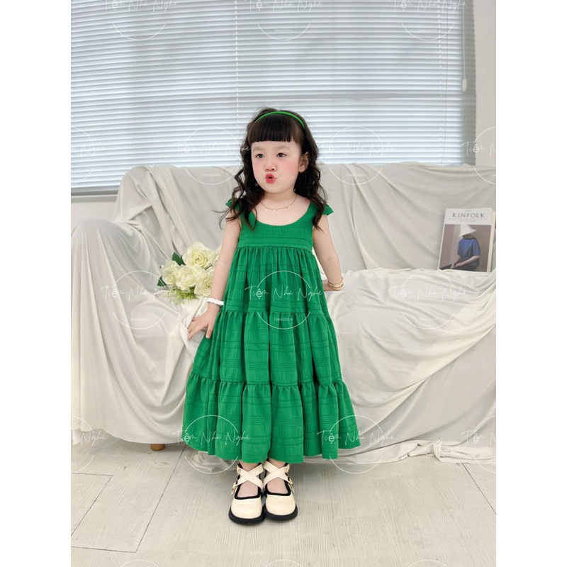 Váy Đầm Maxi "GREEN GIRL" xanh lá cho bé gái