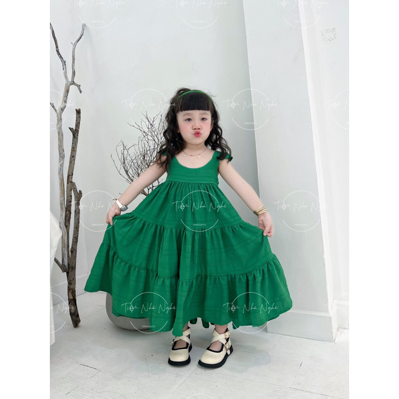Váy Đầm Maxi "GREEN GIRL" xanh lá cho bé gái