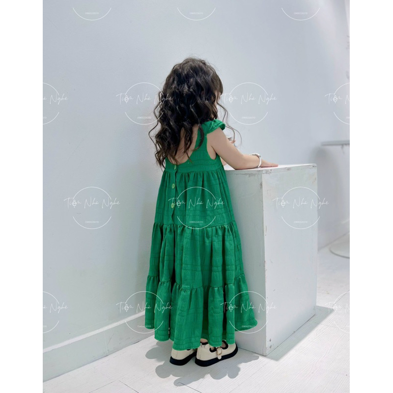 Váy Đầm Maxi "GREEN GIRL" xanh lá cho bé gái