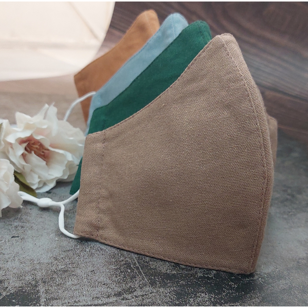 KHẨU TRANG VẢI COTTON màu trơn có dây đeo tăng giảm. khẩu trang chống nắng, bụi bẩn