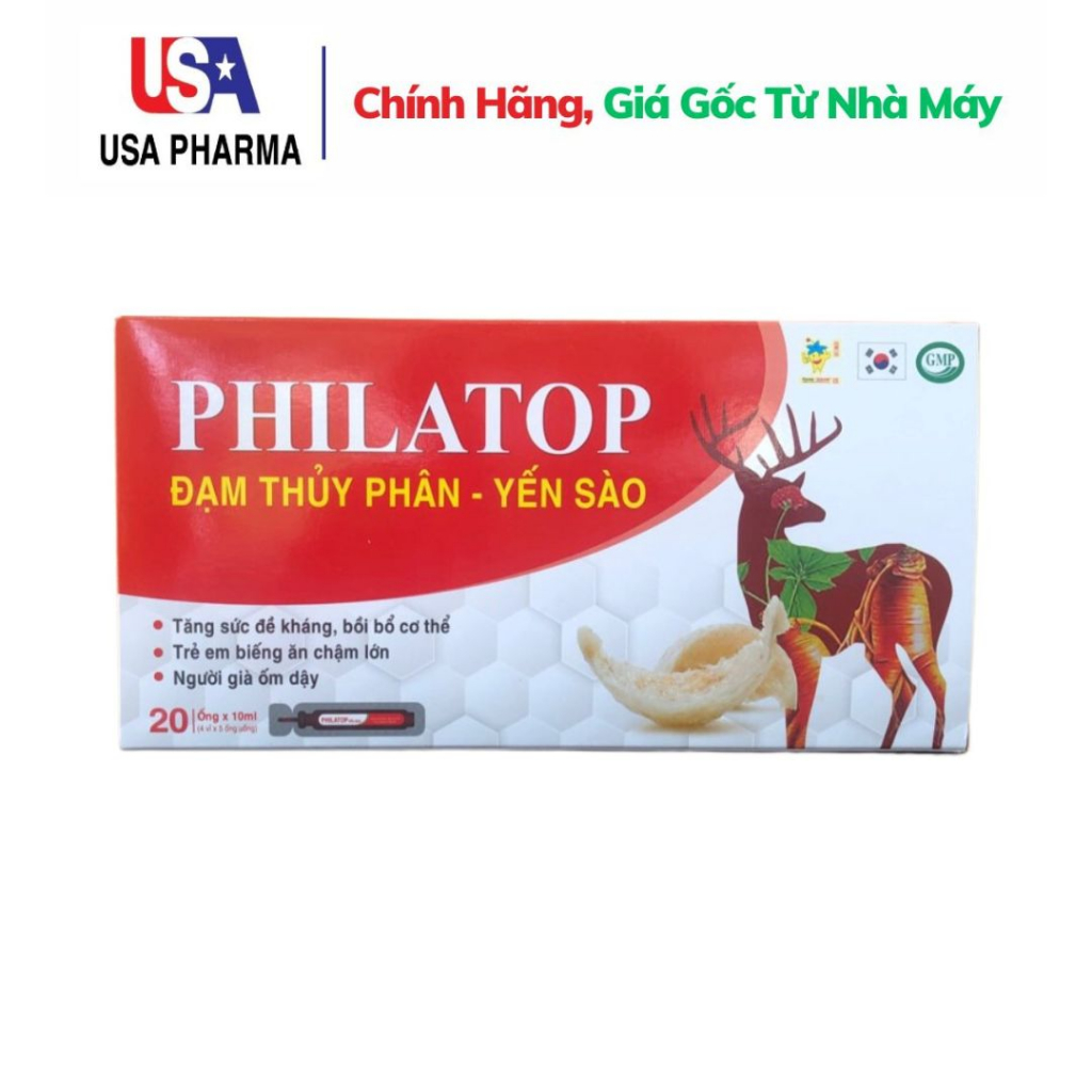 Philatop  Đạm Thủy Phân Yến Sào cao cấp tăng sức kháng giúp ăn ngon ngủ tốt - Hộp 20 Ống x 10 ml