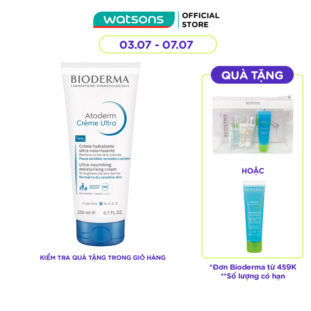 Kem Dưỡng Ẩm Bioderma Cho Da Thường, Da Khô Nhạy Cảm Atoderm Crème Ultra 200ml