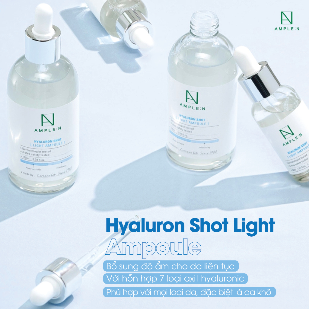 Tinh Chất Cấp Ẩm Làm Trắng Da Ample:N Hyaluron Shot Light Ampoule 100ml