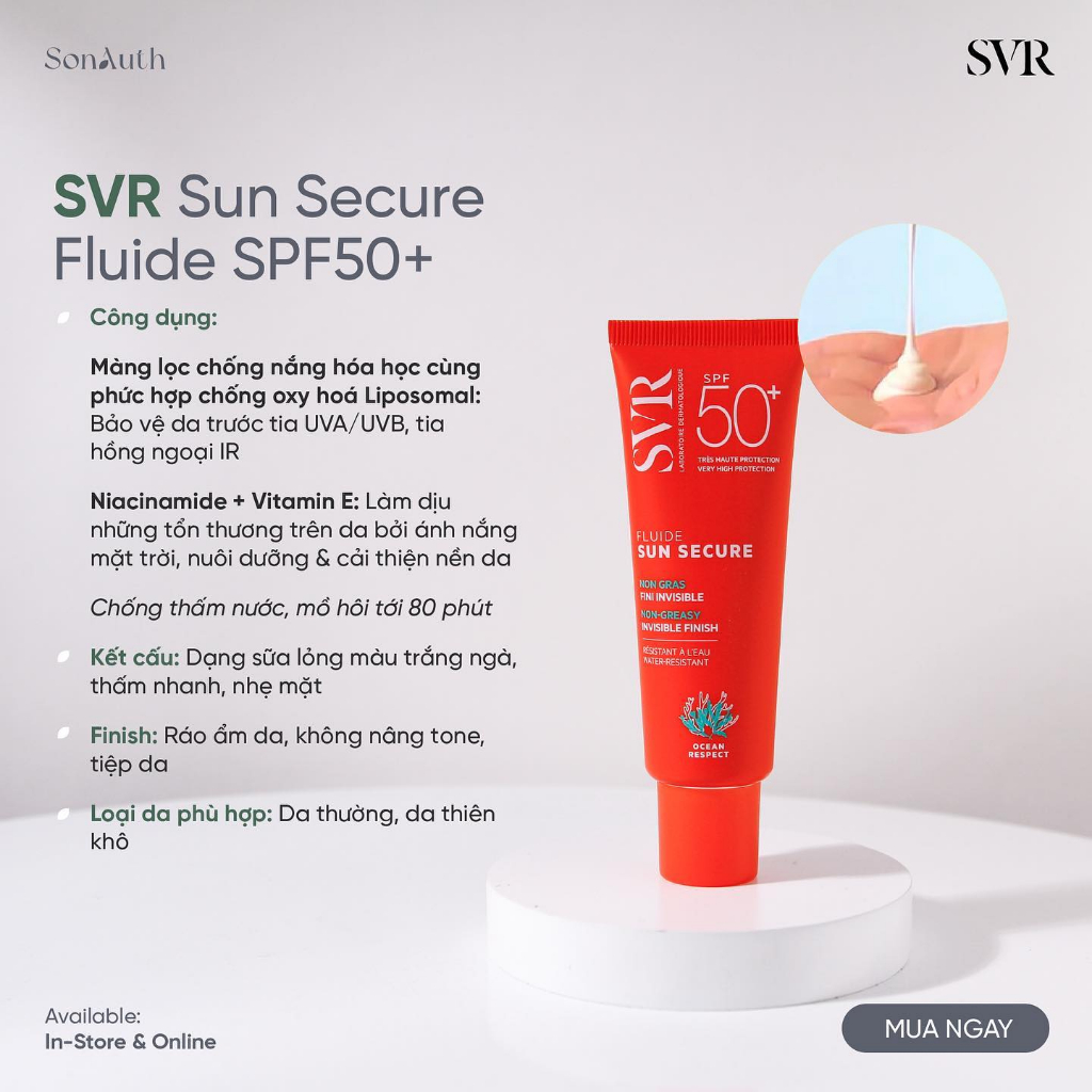 Kem Chống Nắng SVR Sun Secure Fluide SPF50+ 50ml [Đại Lý Chính Hãng]