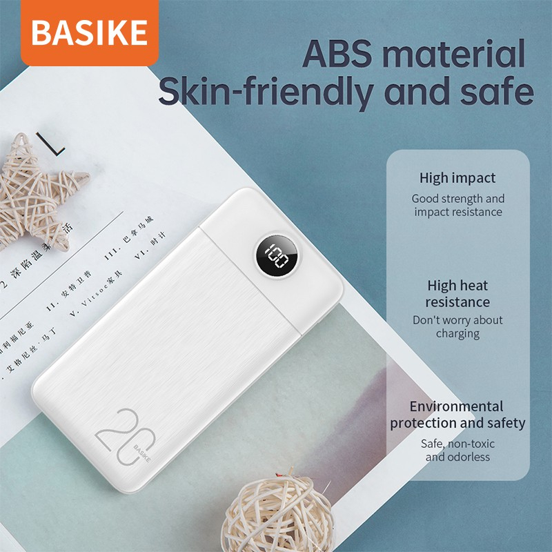 Sạc Dự Phòng 20000mAh BASIKE PT126P 2 Output USB & 2 Input Micro/Type C - Bảo hành 12 tháng