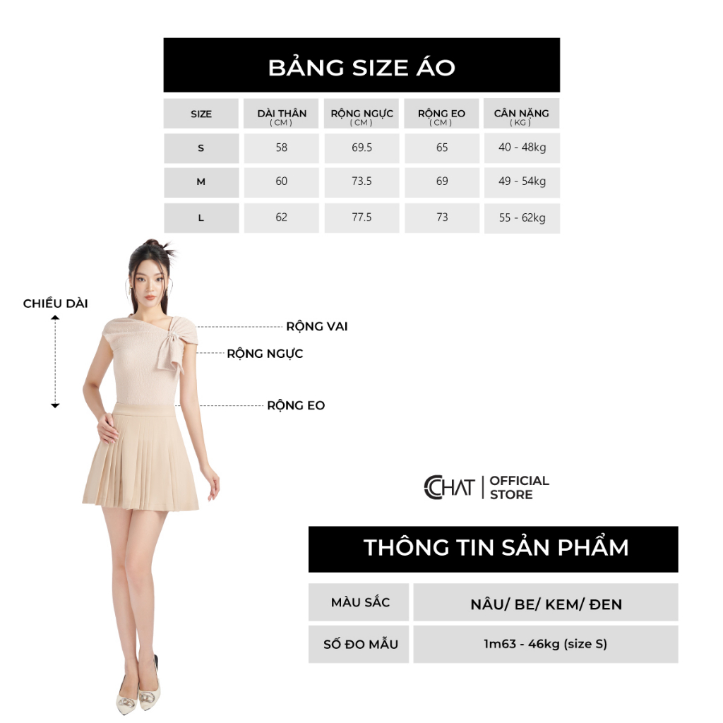 Áo Thun 𝐂𝐂𝐇𝐀𝐓 Kiểu Trễ Vai Buộc Nơ Dáng Ôm Chất Vải Co Giãn Mềm Mịn 13TNC2009OT