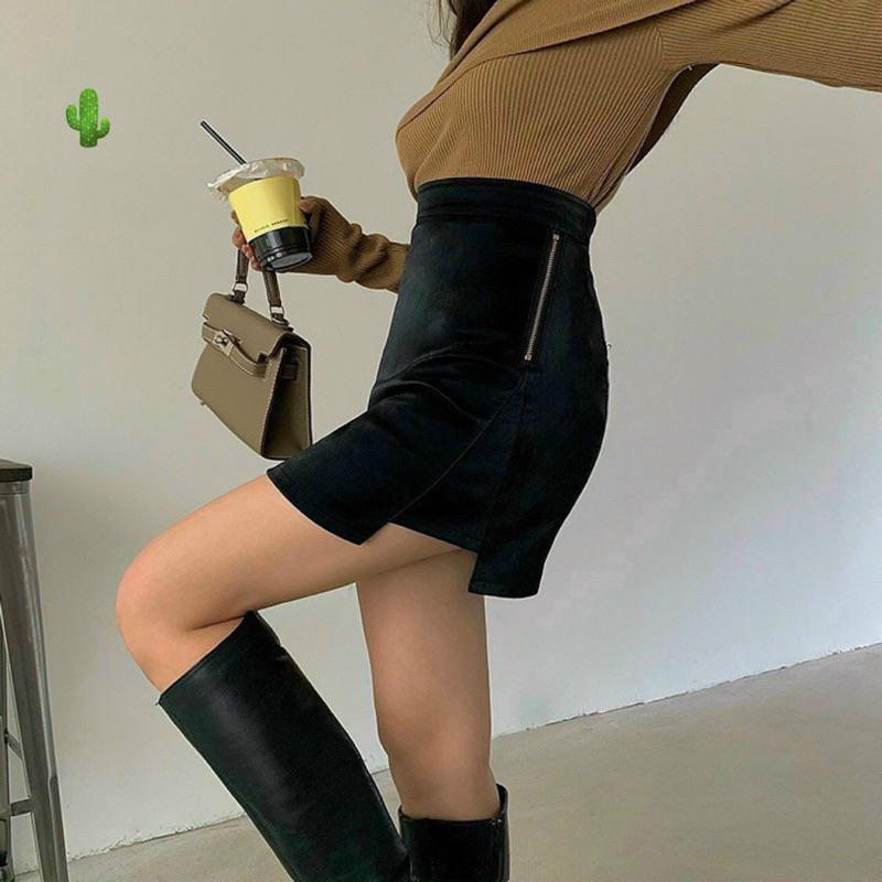 Chân váy da ngắn dáng chữ A thời trang sexy, siêu ôm dáng