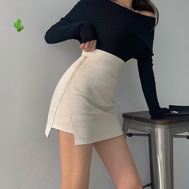 Chân váy da ngắn dáng chữ A thời trang sexy, siêu ôm dáng