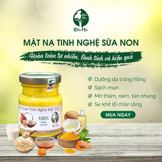 Mặt nạ kem gạo tinh nghệ sữa non mật ong dưỡng trắng da, sạch mụn, mờ thâm độc mộc 300g