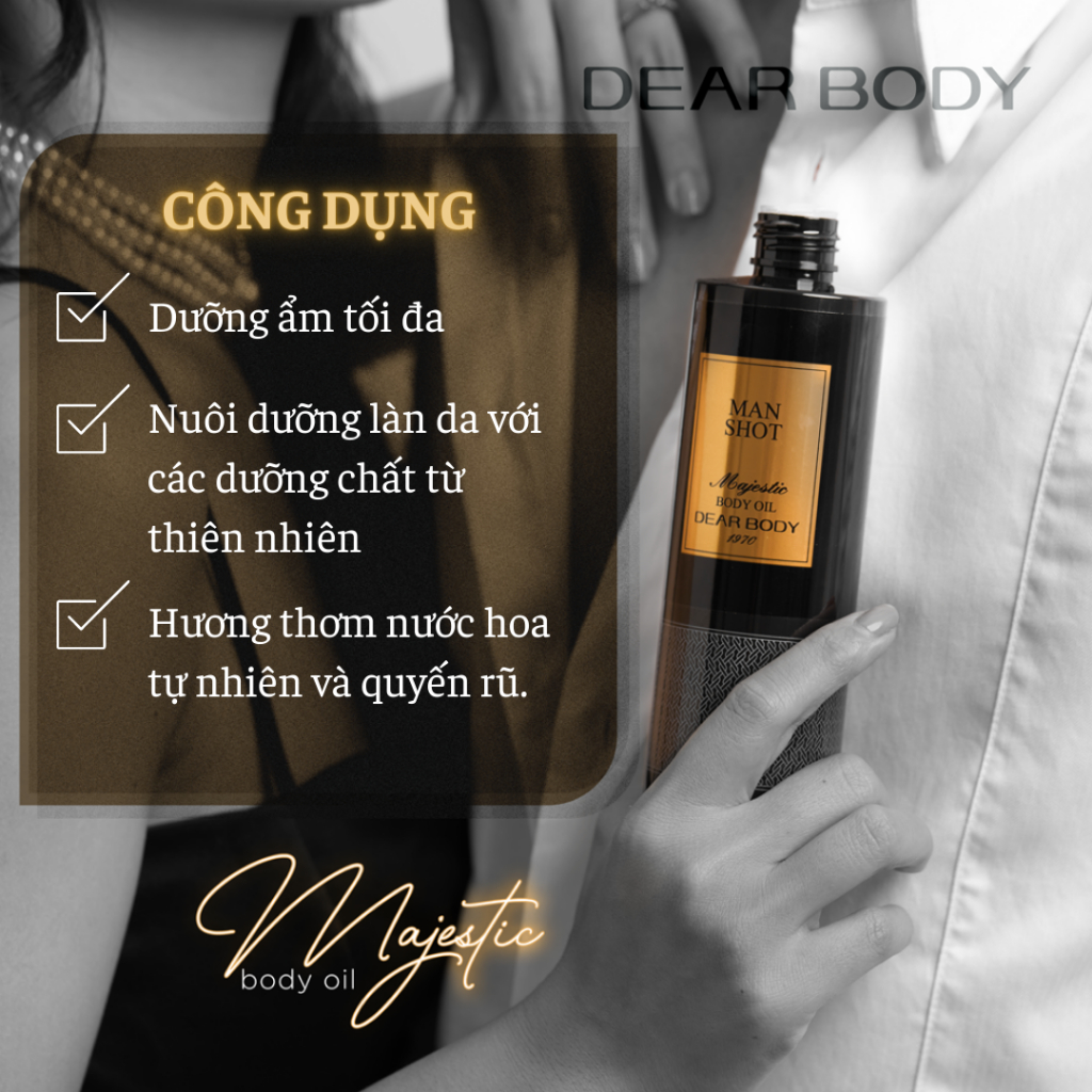 Dầu Dưỡng Thể Massage Hương Nước Hoa Dành Cho Nam DEAR BODY Majestic Body Oil For Men 270ml