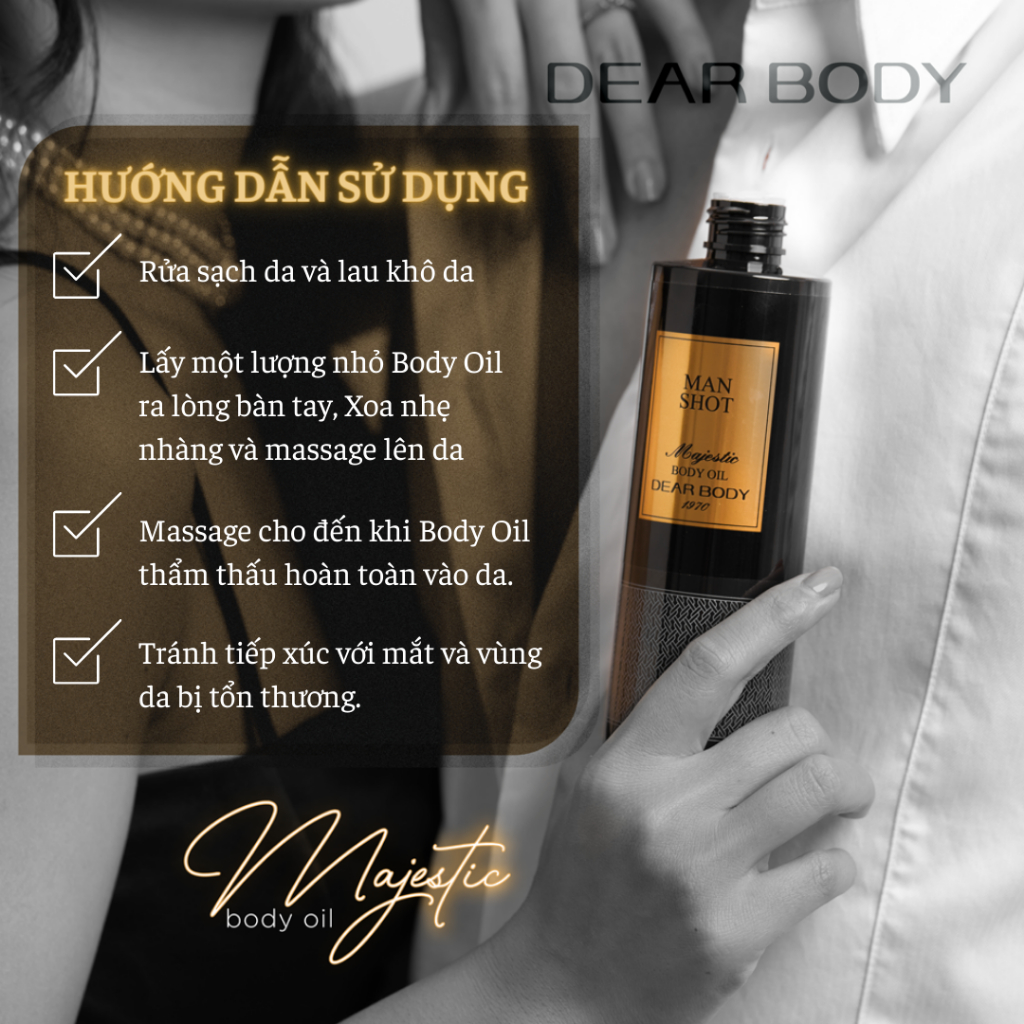 Dầu Dưỡng Thể Massage Hương Nước Hoa Dành Cho Nam DEAR BODY Majestic Body Oil For Men 270ml