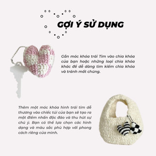 Móc khóa trái tim đan len GND handmade