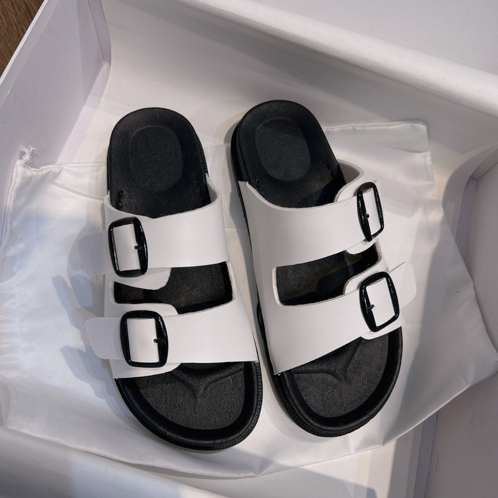 Dép da khuy cài QC chọn tăng 1 size HÌNH THẬT