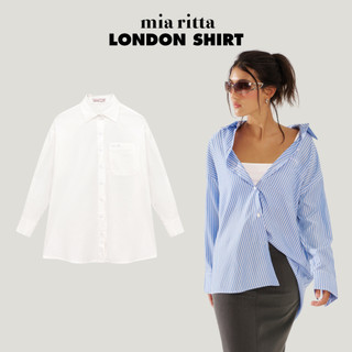 Áo sơ mi London Shirt Mia Ritta A2091 áo sơmi nữ form rộng Sơ mi thêu túi ngực (Ảnh thật)