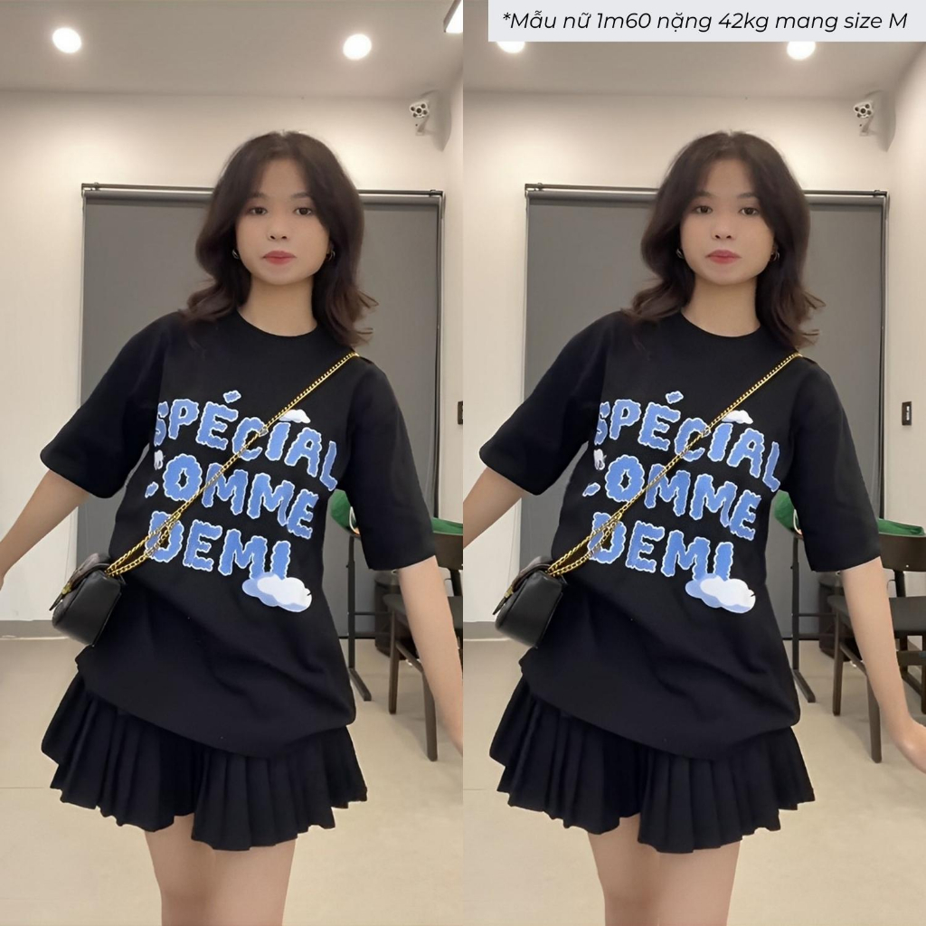 Áo phông nữ form rộng tay lỡ giá rẻ, chính hãng vải cotton thoáng mát local brand DEMI | DE1-T9