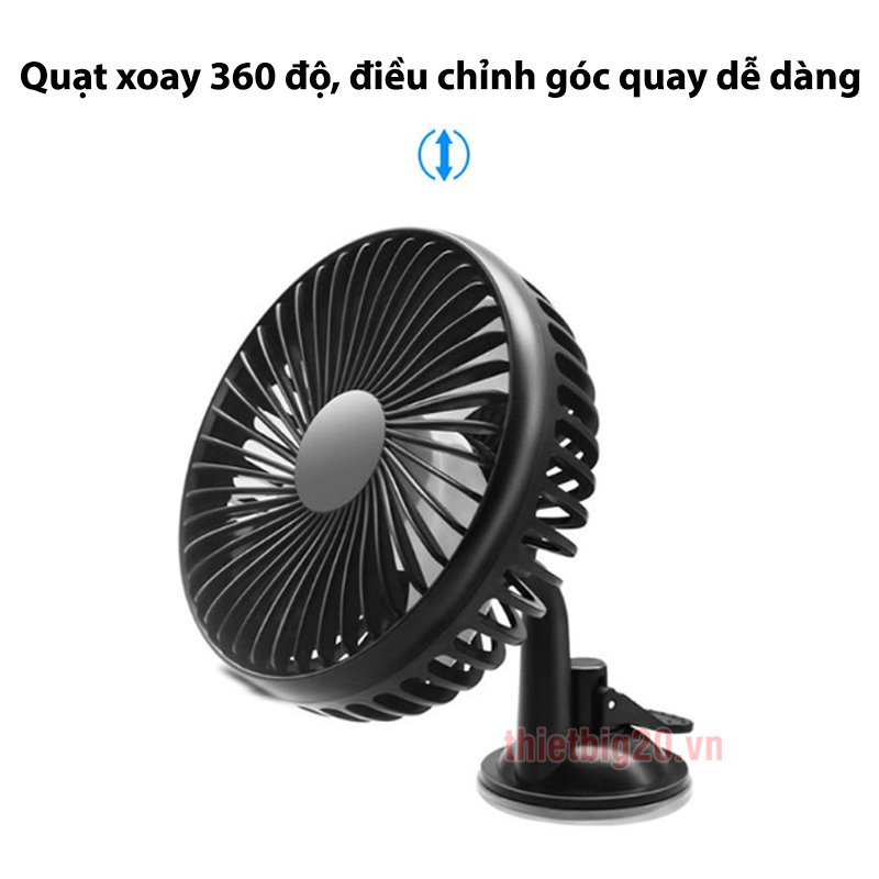 Quạt ô tô đơn gắn táp-lô/lưng ghế - Nguồn USB 5V