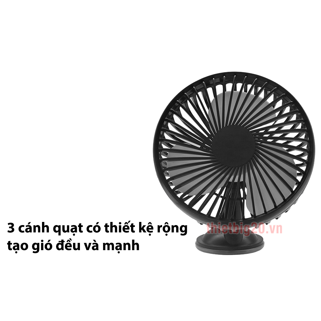 Quạt ô tô đơn gắn táp-lô/lưng ghế - Nguồn USB 5V