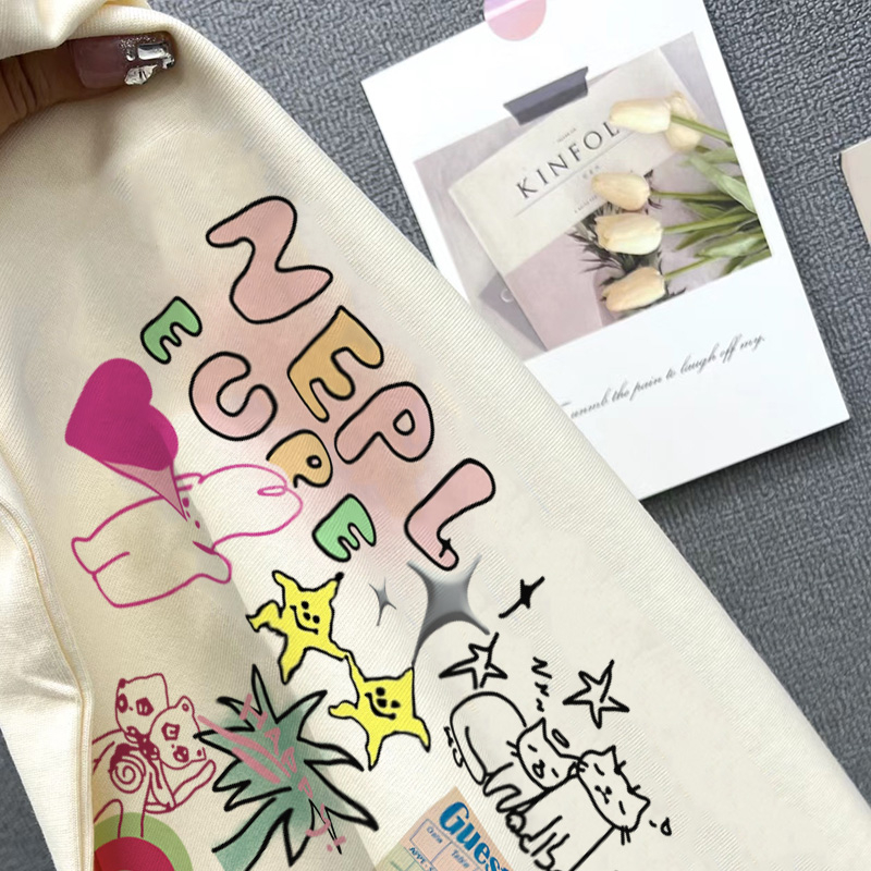 SALMO áo thun nữ quả mơ form rộng cổ tròn áo phông mùa hè unisex tee 100%Cotton